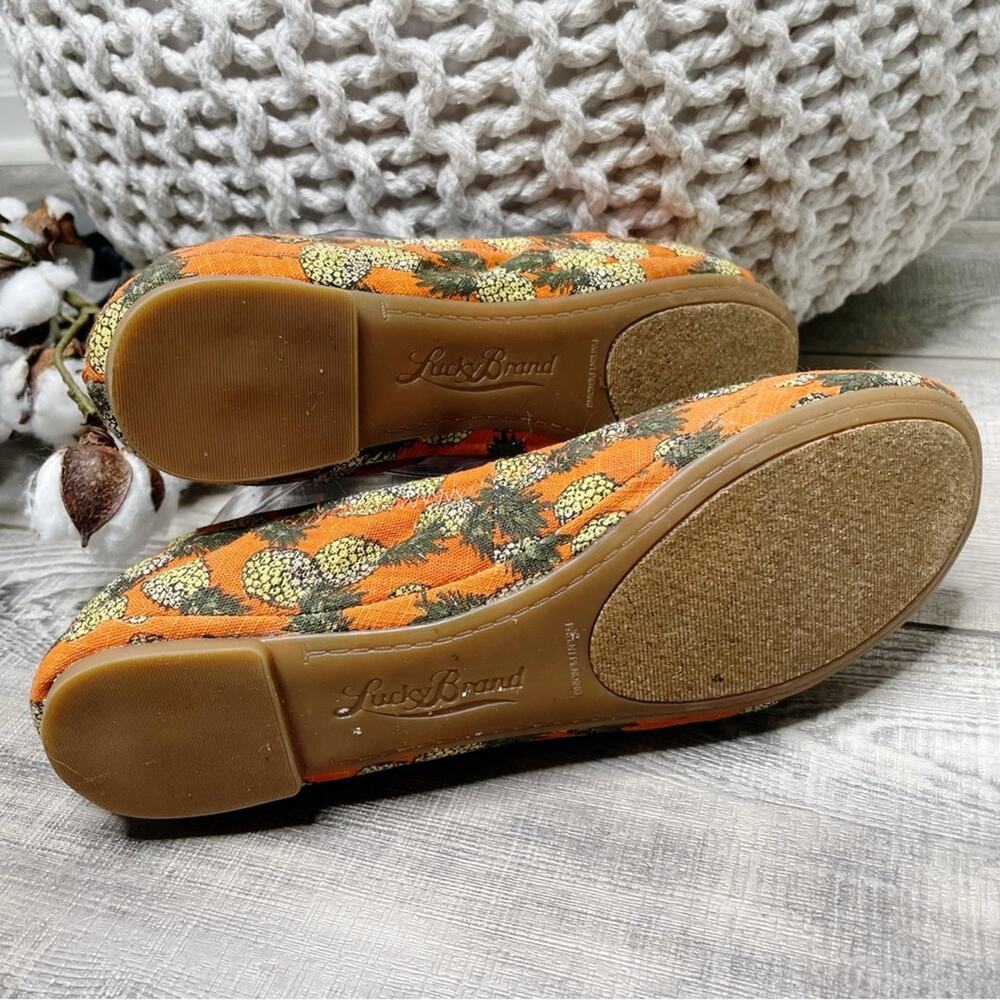 Lucky Brand Emmie Pineapple Canvas Slip On Ballet Flats Orange Yellow Size 7.5M - Picture 7 of 7